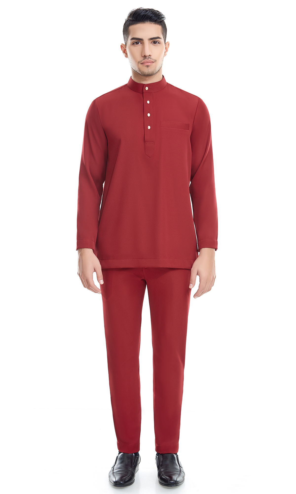 Fahaad Baju Melayu in Currant Red