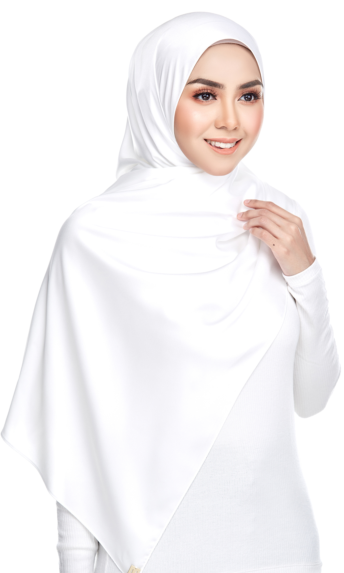 Dailyn Shawl ( Satin Crepe ) in White