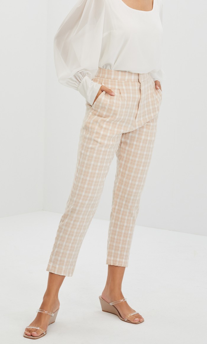 Bronte Crop Pants in Beige Bisque