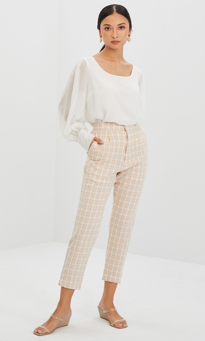 Bronte Crop Pants in Beige Bisque