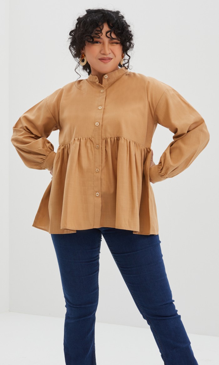 Mabel Top Blouse in Peanut Brown