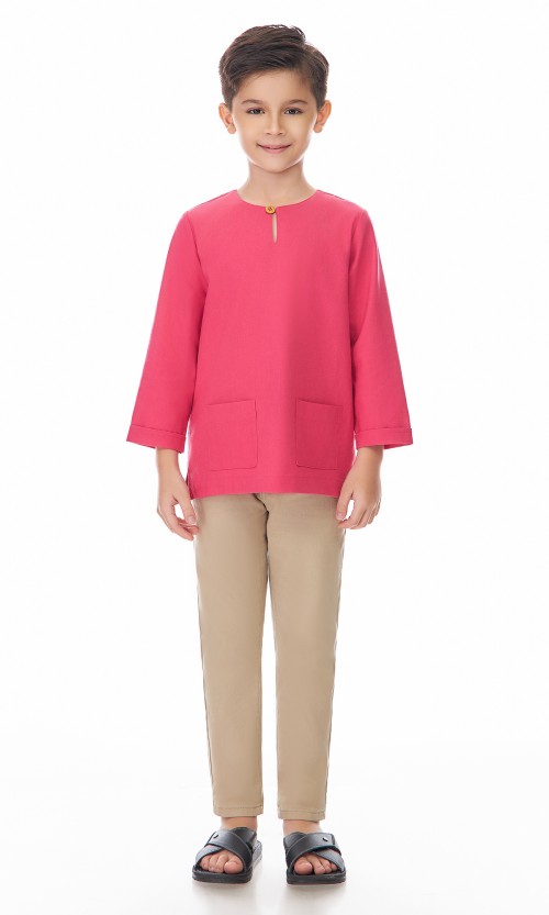 Nadhim Kurta Kids in Fardago Pink