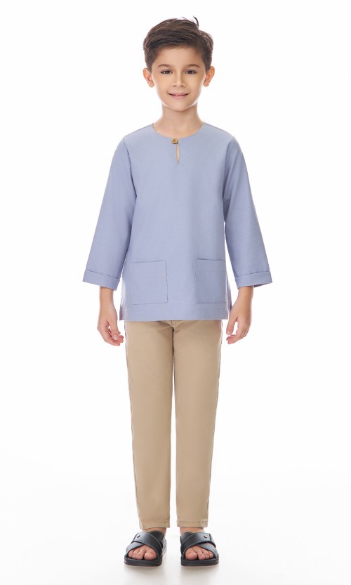 Nadhim Kurta Kids in Xenon Blue