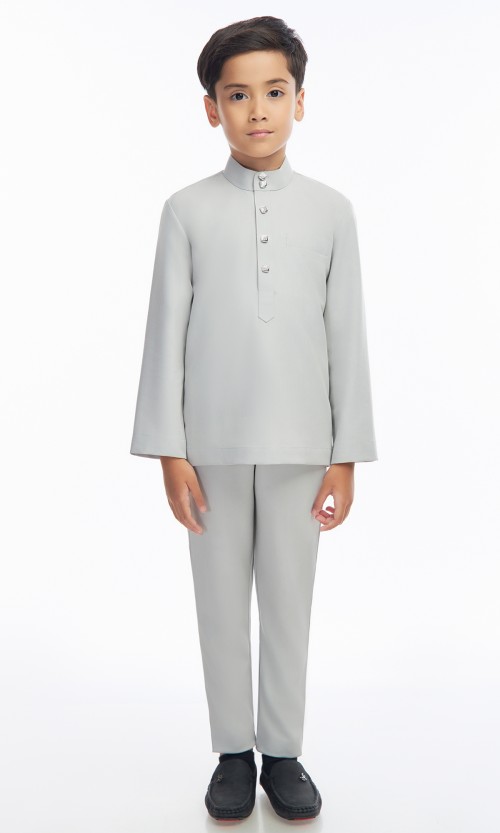 Harraz Baju Melayu Kids in Glacier Grey