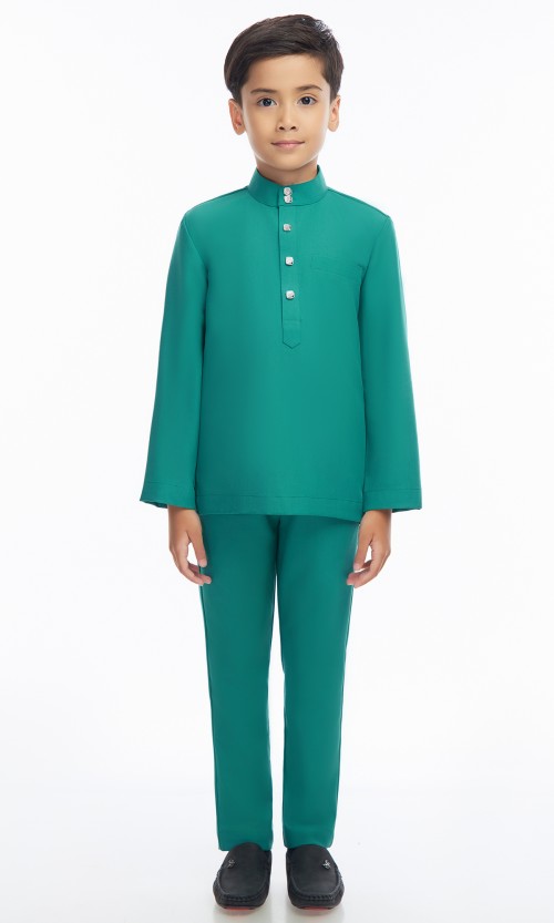 Harraz Baju Melayu Kids in Teal Green