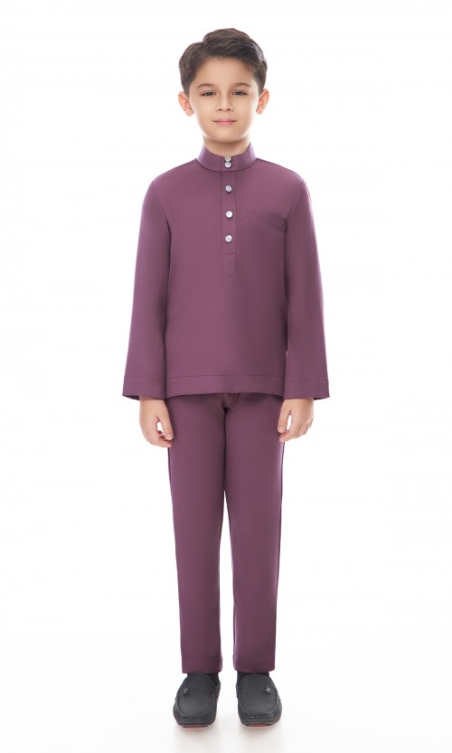 Aaryan Baju Melayu Kids in Grape Purple