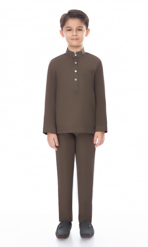 Aaryan Baju Melayu Kids in Khaki Brown