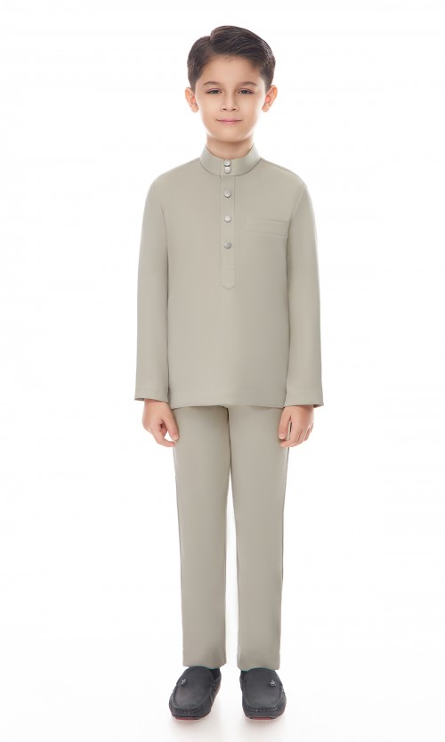Aaryan Baju Melayu Kids in Glacier Grey