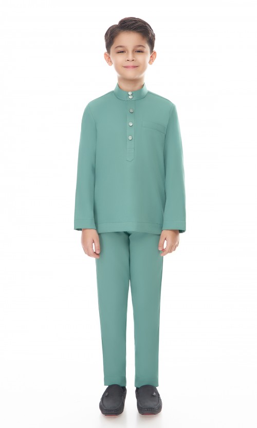 Aaryan Baju Melayu Kids in Light Teal