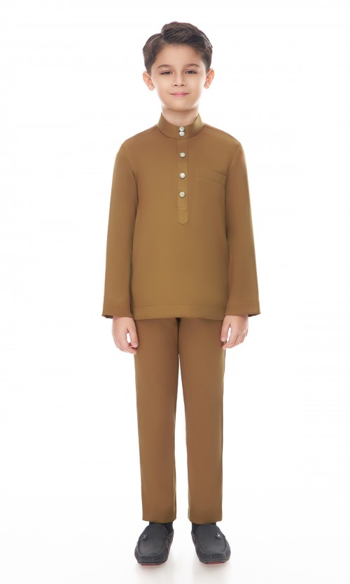Aaryan Baju Melayu Kids in Russet Brown
