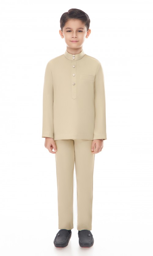 Aaryan Baju Melayu Kids in Beige