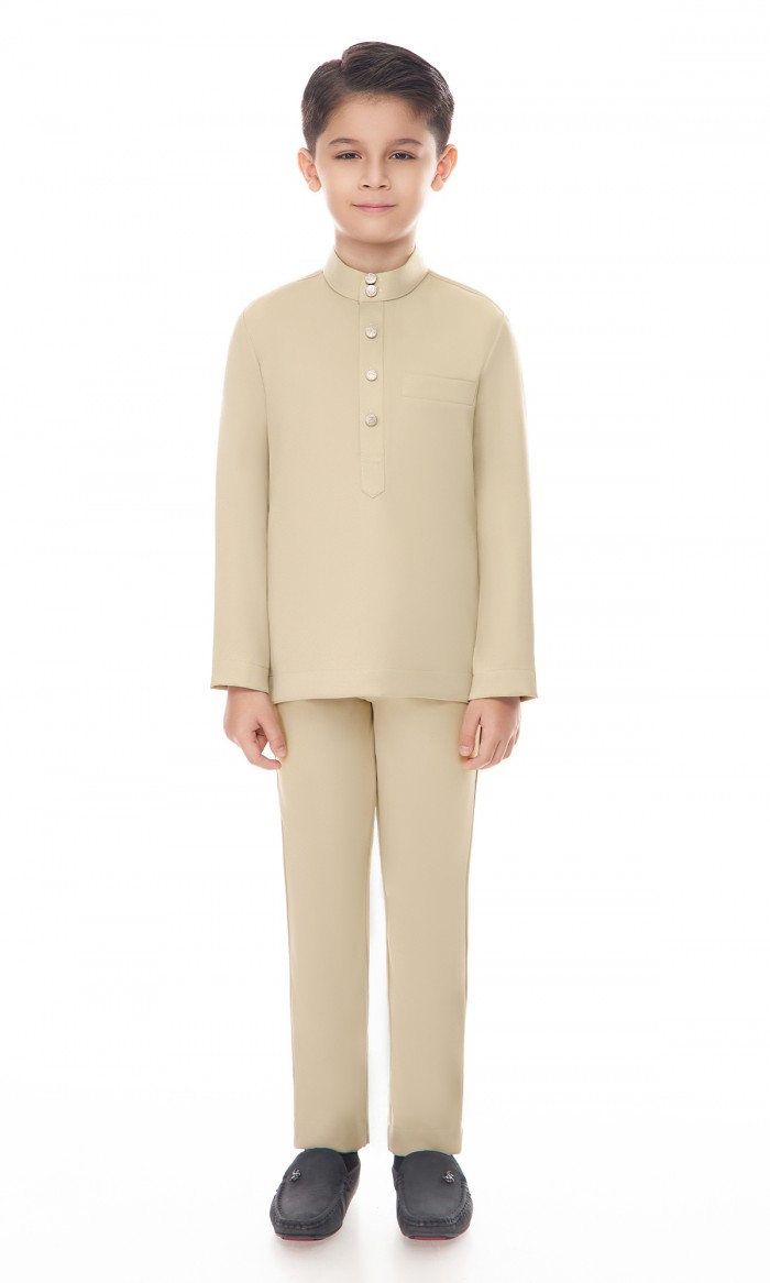Aaryan Baju Melayu Kids in Beige