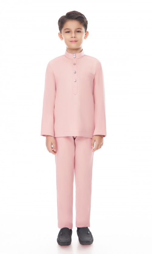 Aaryan Baju Melayu Kids in Pastel Pink