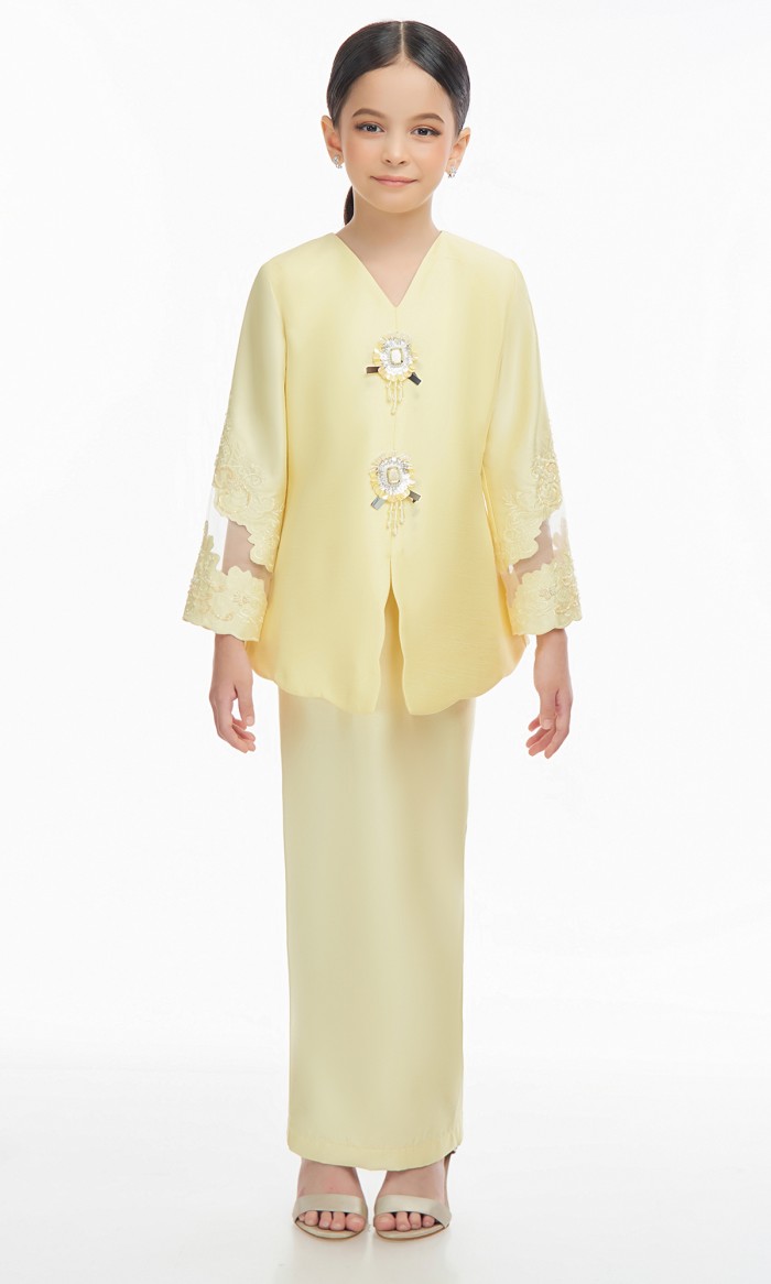 Celestine Kurung Kids in Butter Yellow