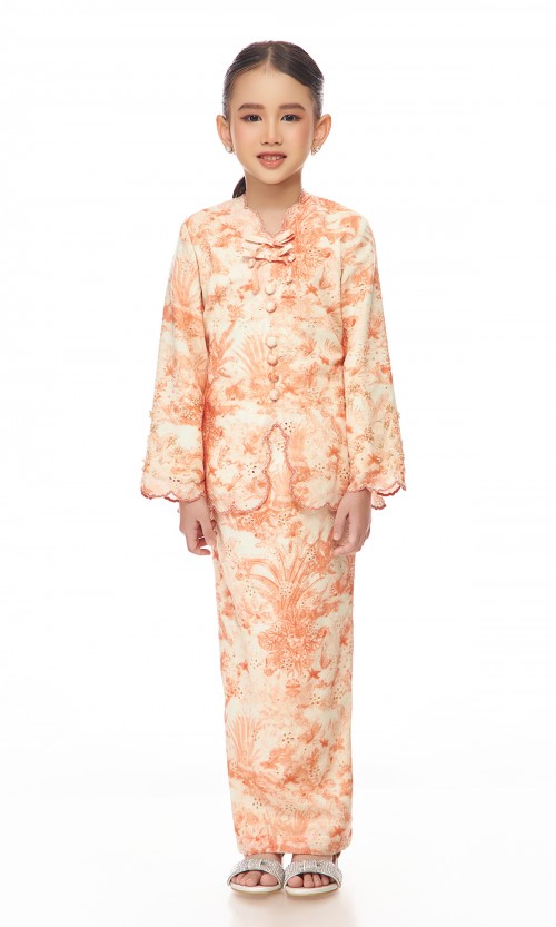 Darlynn Kurung Kids in Peachy Orange