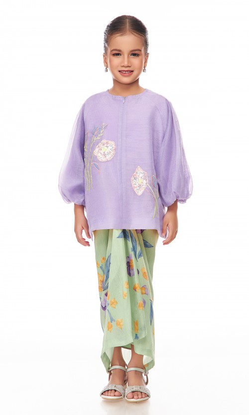 Dharweena Kurung Kids in Thistle Purple