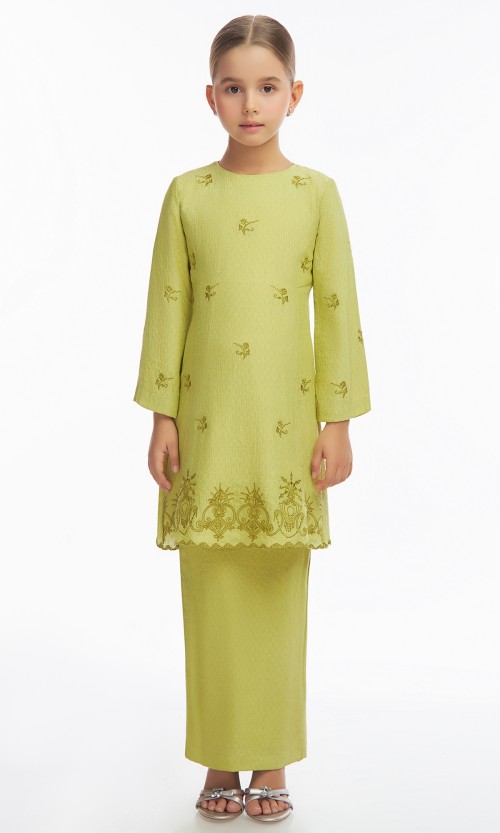 Delaney Kurung Kids in Chartreuse Green