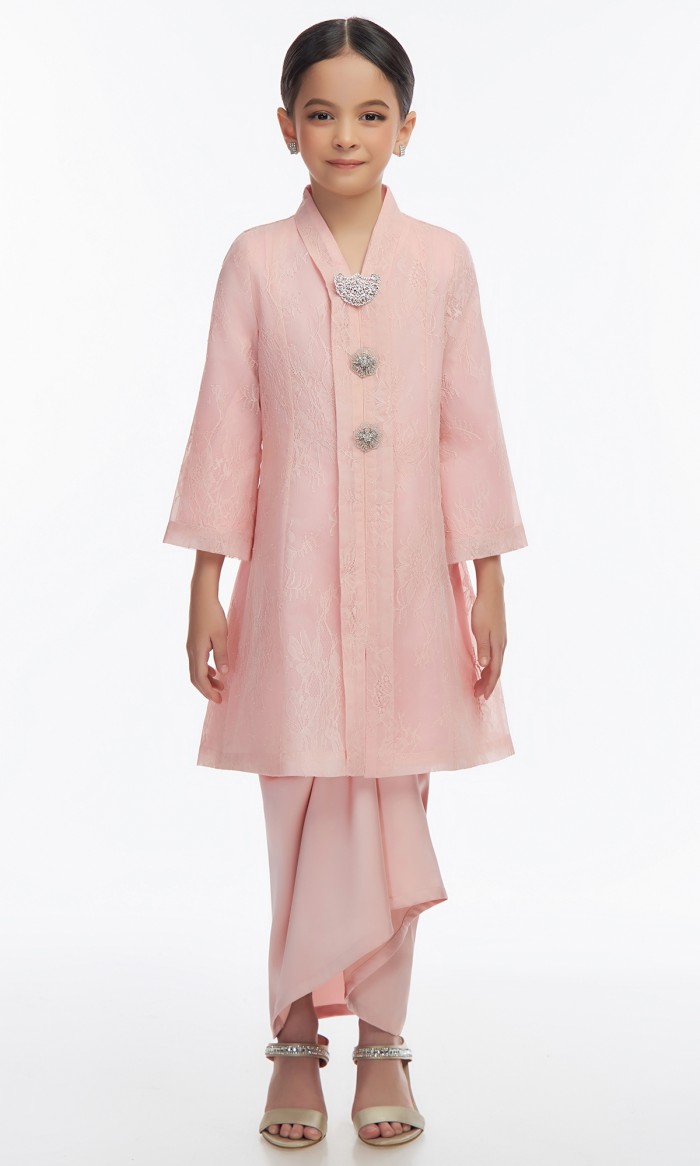 Emaline Kurung Kids in Misty Rose