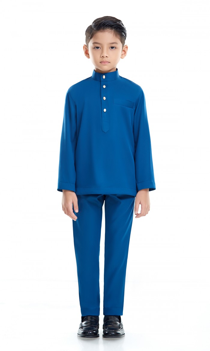 Fahaad Baju Melayu Kids in Prussian Blue