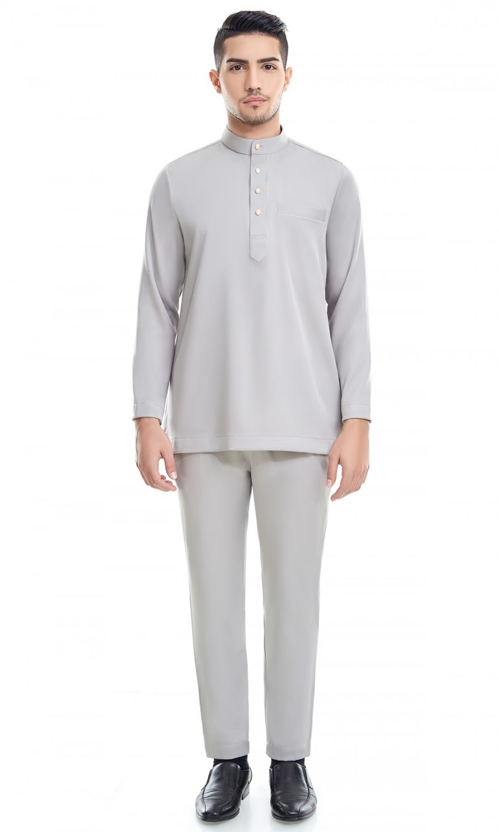 Fahaad Baju Melayu in Metal Grey