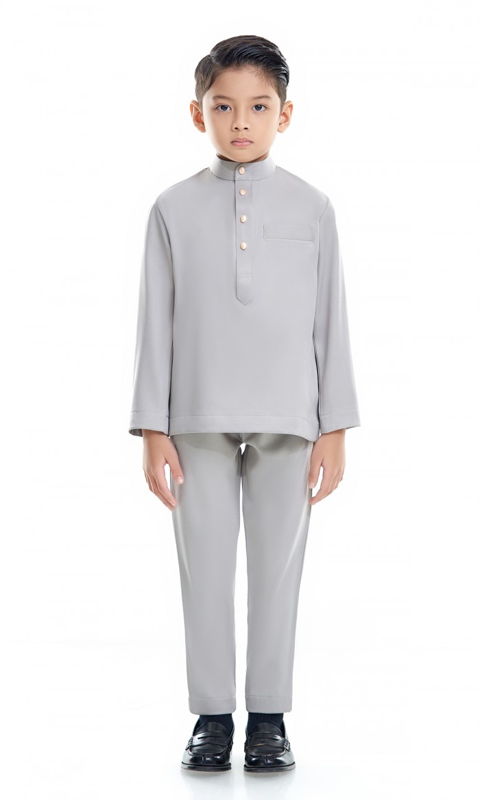 Fahaad Baju Melayu Kids in Metal Grey