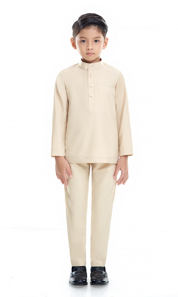 Fahaad Baju Melayu Kids in Light Beige