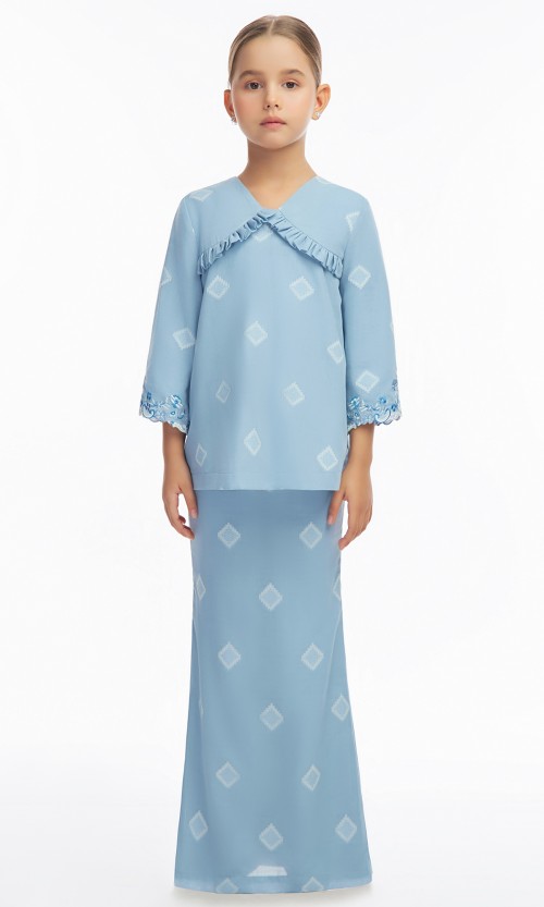 Greetha Kurung Kids in Soft Blue