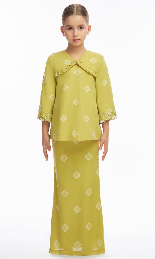 Greetha Kurung Kids in Sheen Green