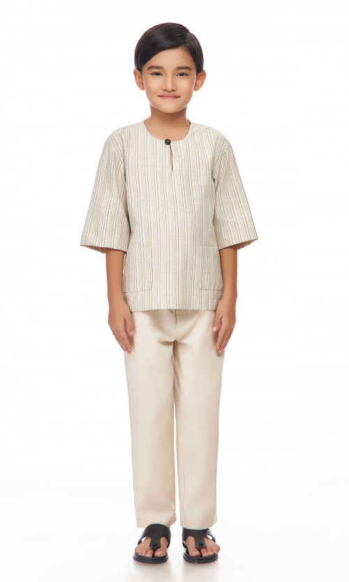 Ilham Kurta Kids in Beige