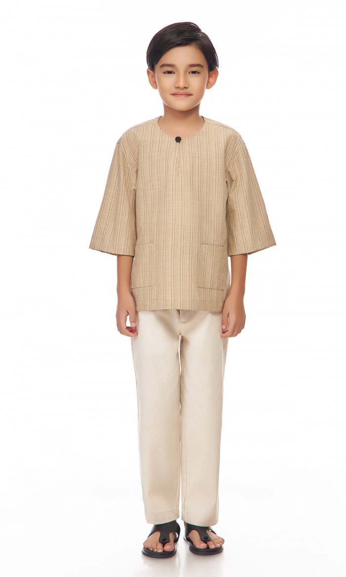 Ilham Kurta Kids in Birch Beige
