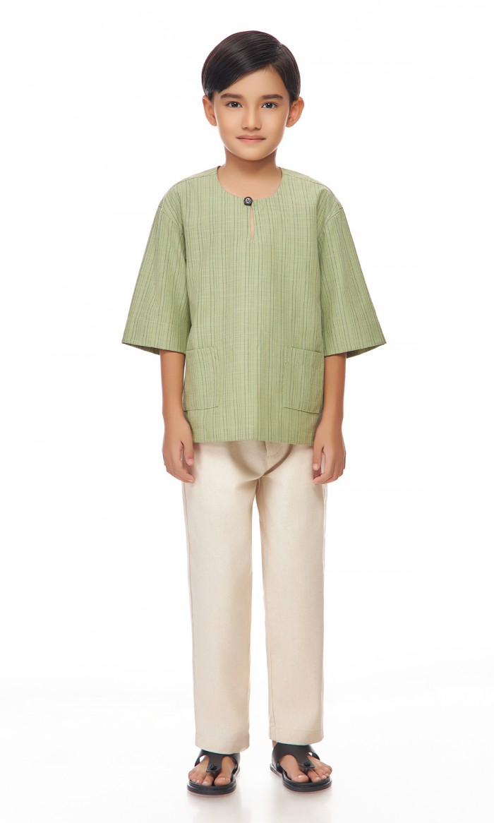 Ilham Kurta Kids in Sage Green