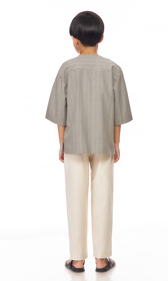 Ilham Kurta Kids in Neutral Grey
