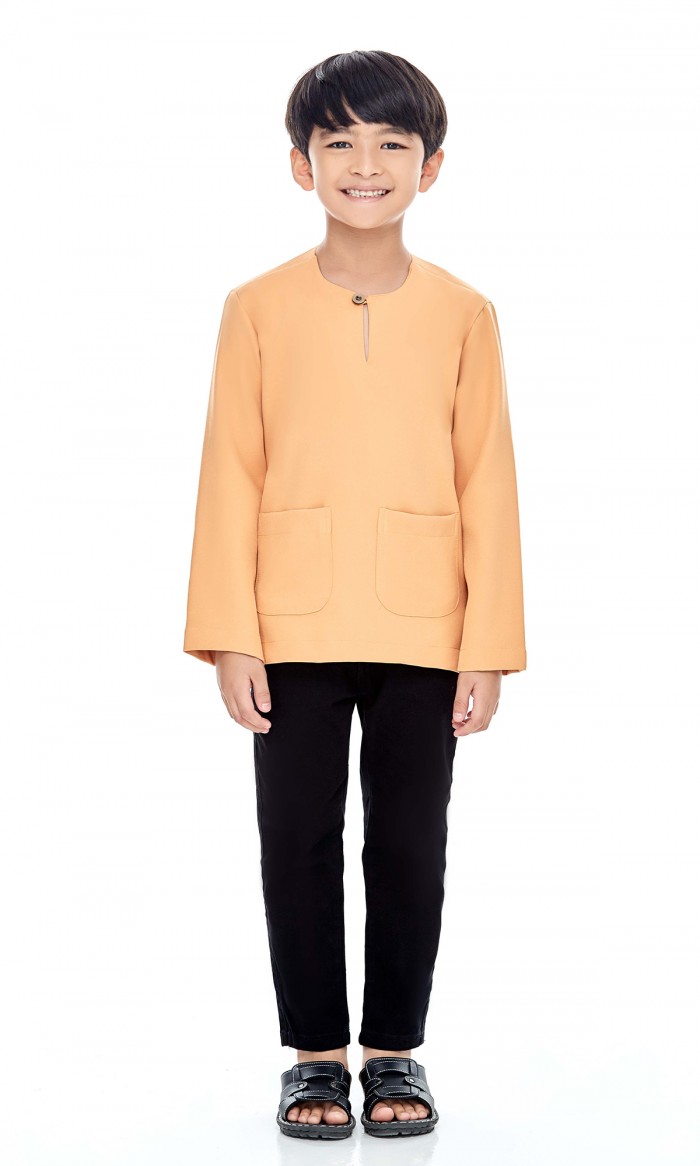 Imraan Kurta Kids in Tangerine Cream