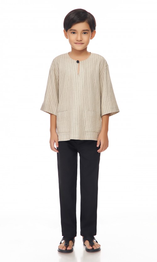Irham Kurta Kids in Light Beige