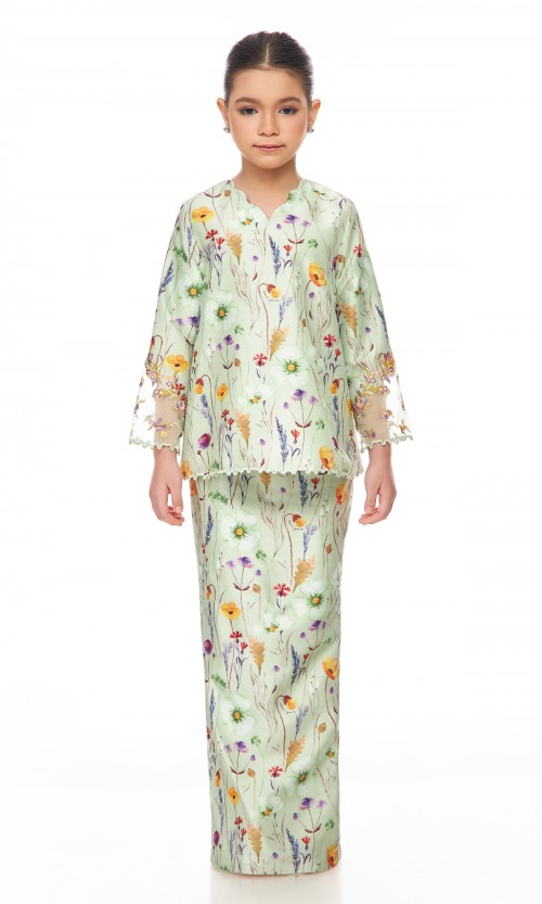 Isadora Kurung Kids in Lime Green