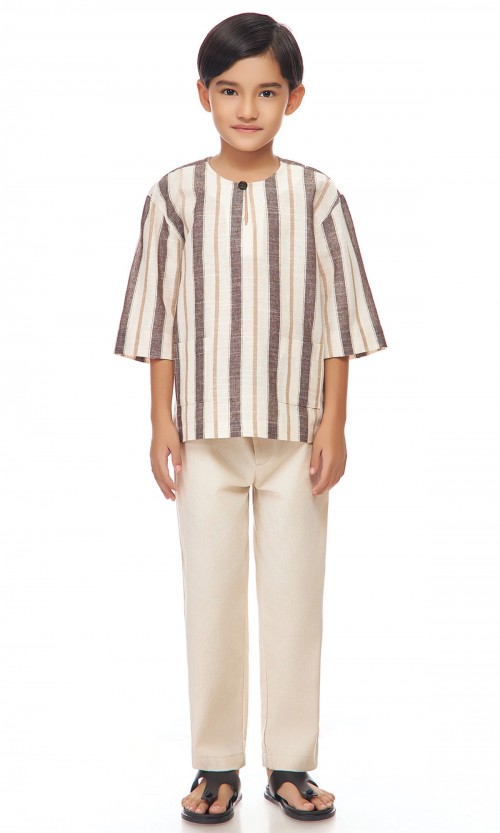 Ishaq Kurta Kids in Russet Brown