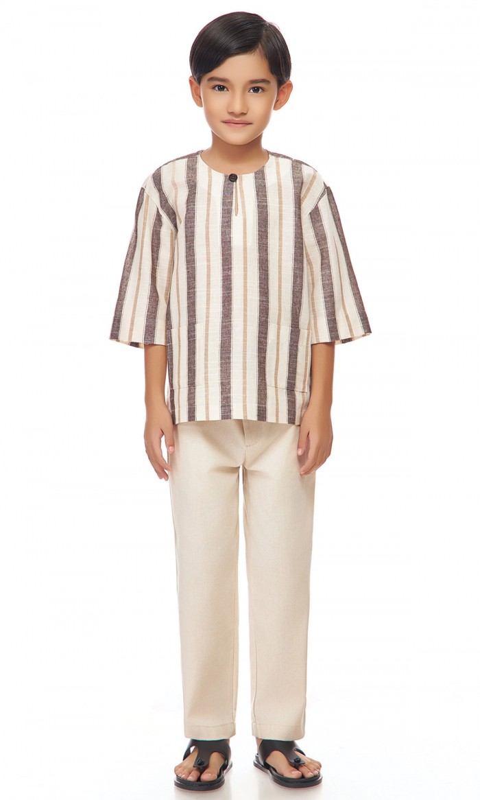 Ishaq Kurta Kids in Russet Brown