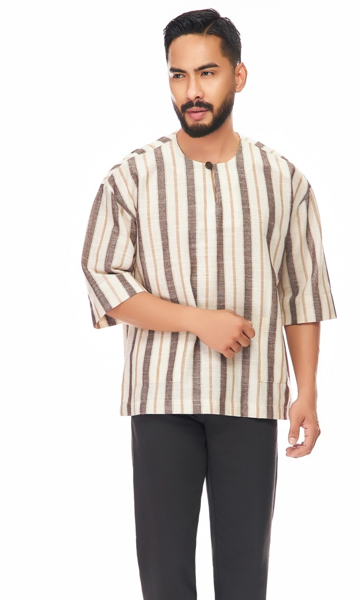 Ishaq Kurta in Russet Brown