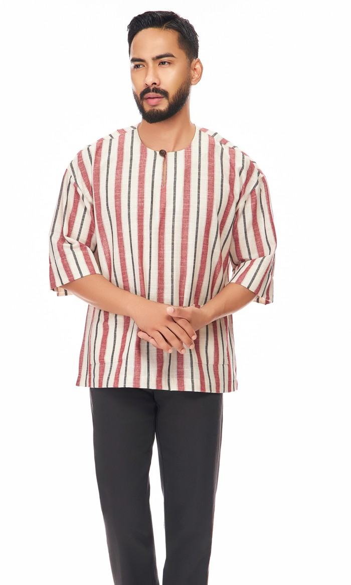 Ishaq Kurta in Bean Red
