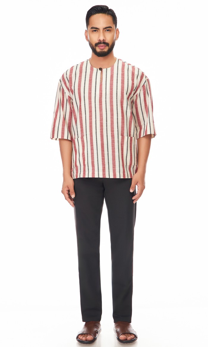 Ishaq Kurta in Bean Red