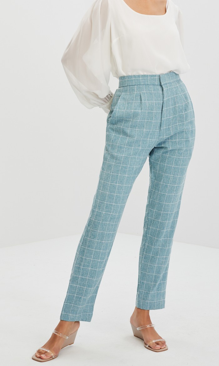 Jane Crop Pants in Dusty Blue