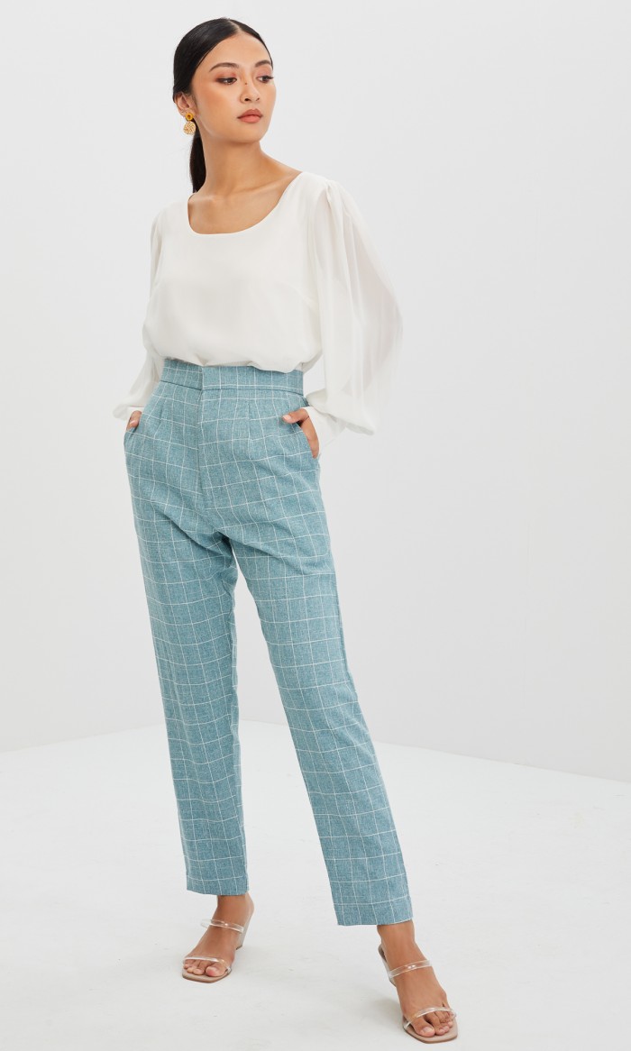 Jane Crop Pants in Dusty Blue