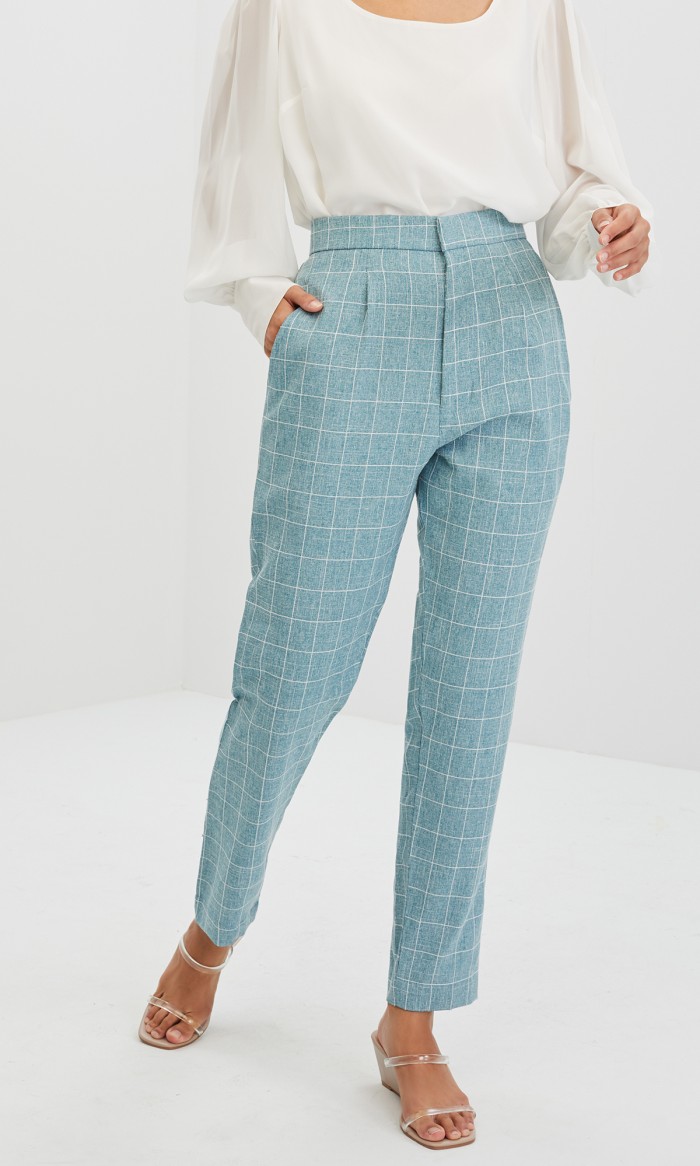 Jane Crop Pants in Dusty Blue