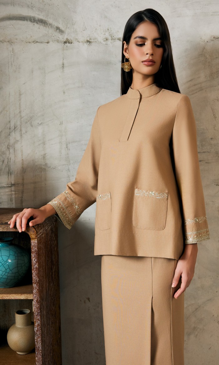 Kaseh Kurung in Warm Tan