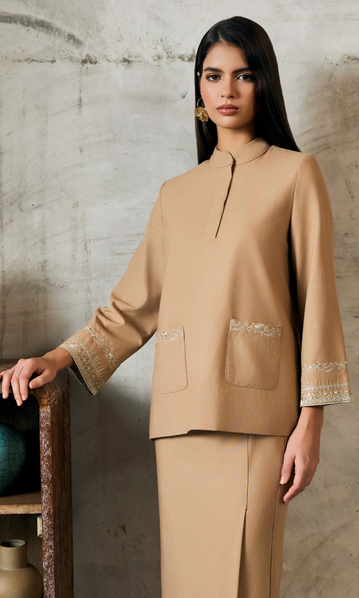 Kaseh Kurung in Warm Tan