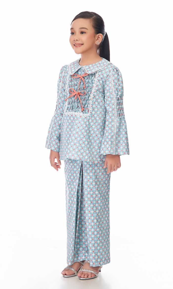Louisa Kurung Kids in Dusty Teal