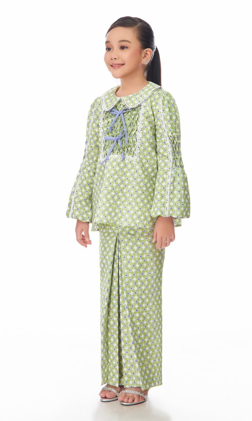 Louisa Kurung Kids in Apple green