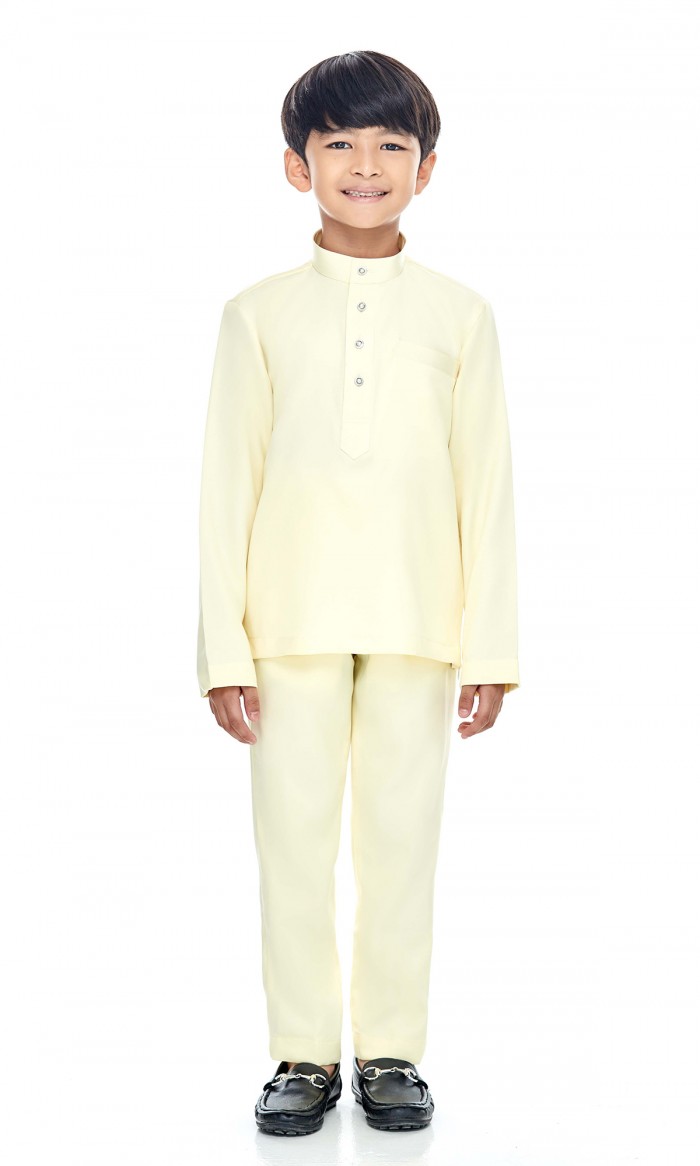 Malik Baju Melayu Kids in Creamy Corn