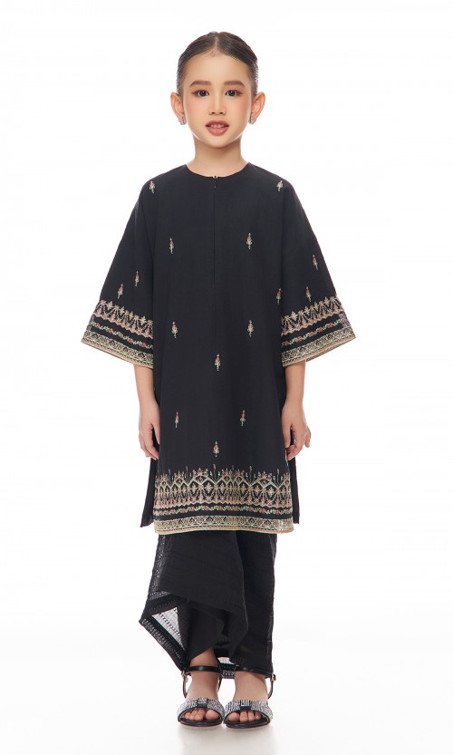 Mishaal Kurung Kids in Sable Black