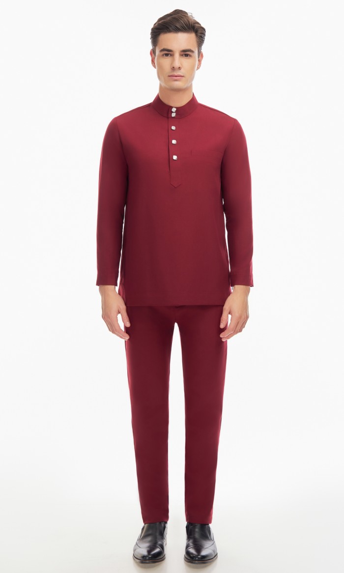 Harraz Baju Melayu in Deep Maroon